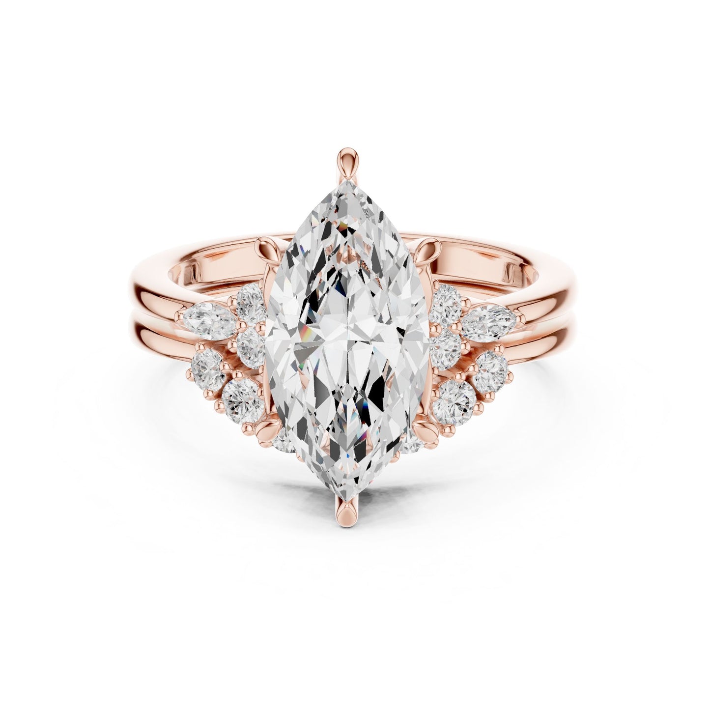 Marquise Lab Grown Diamond Side-Stone Engagement Ring