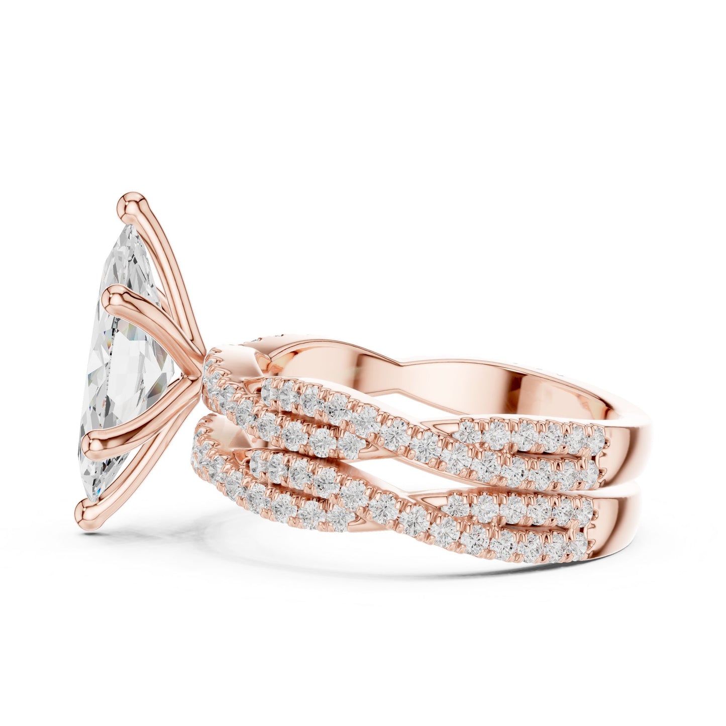 Marquise Lab Grown Diamond Side-Stone Engagement Ring