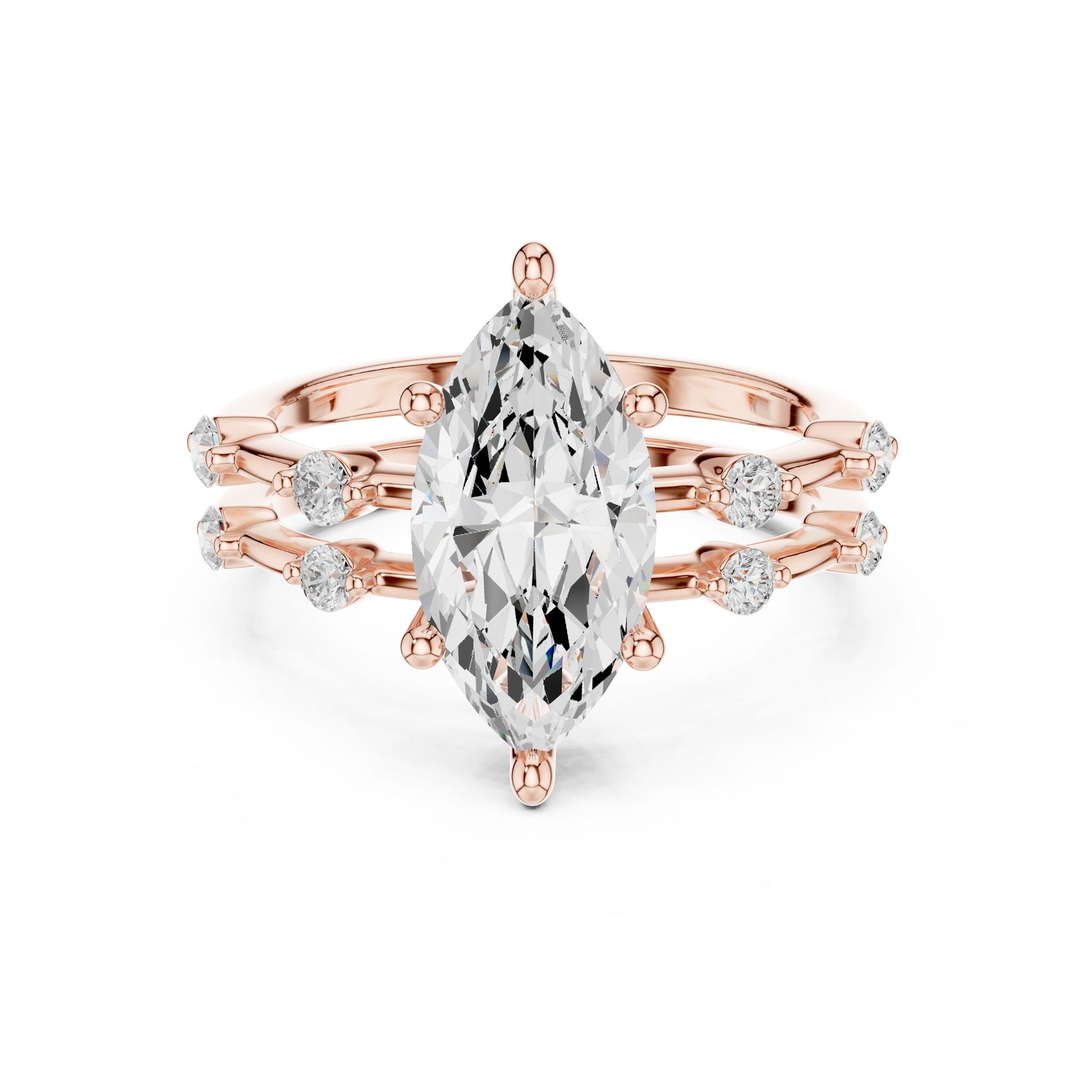 Marquise Lab Grown Diamond Side-Stone Engagement Ring
