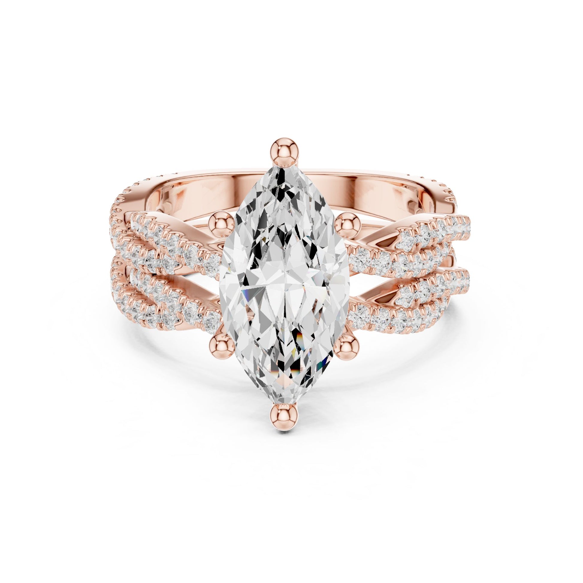 Marquise Lab Grown Diamond Side-Stone Engagement Ring
