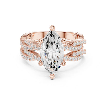 Marquise Lab Grown Diamond Side-Stone Engagement Ring