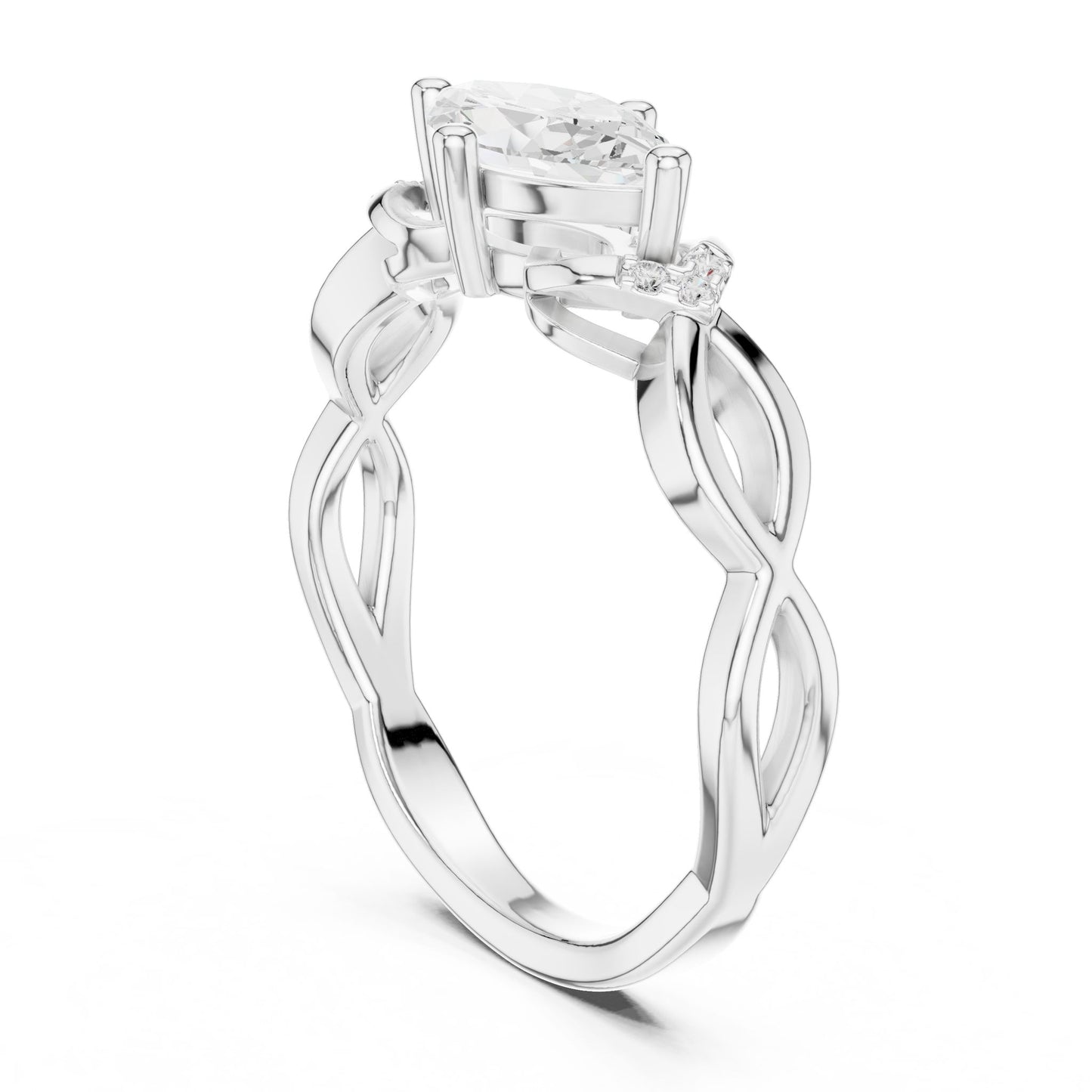 Marquise Lab Grown Diamond Side-Stone Engagement Ring