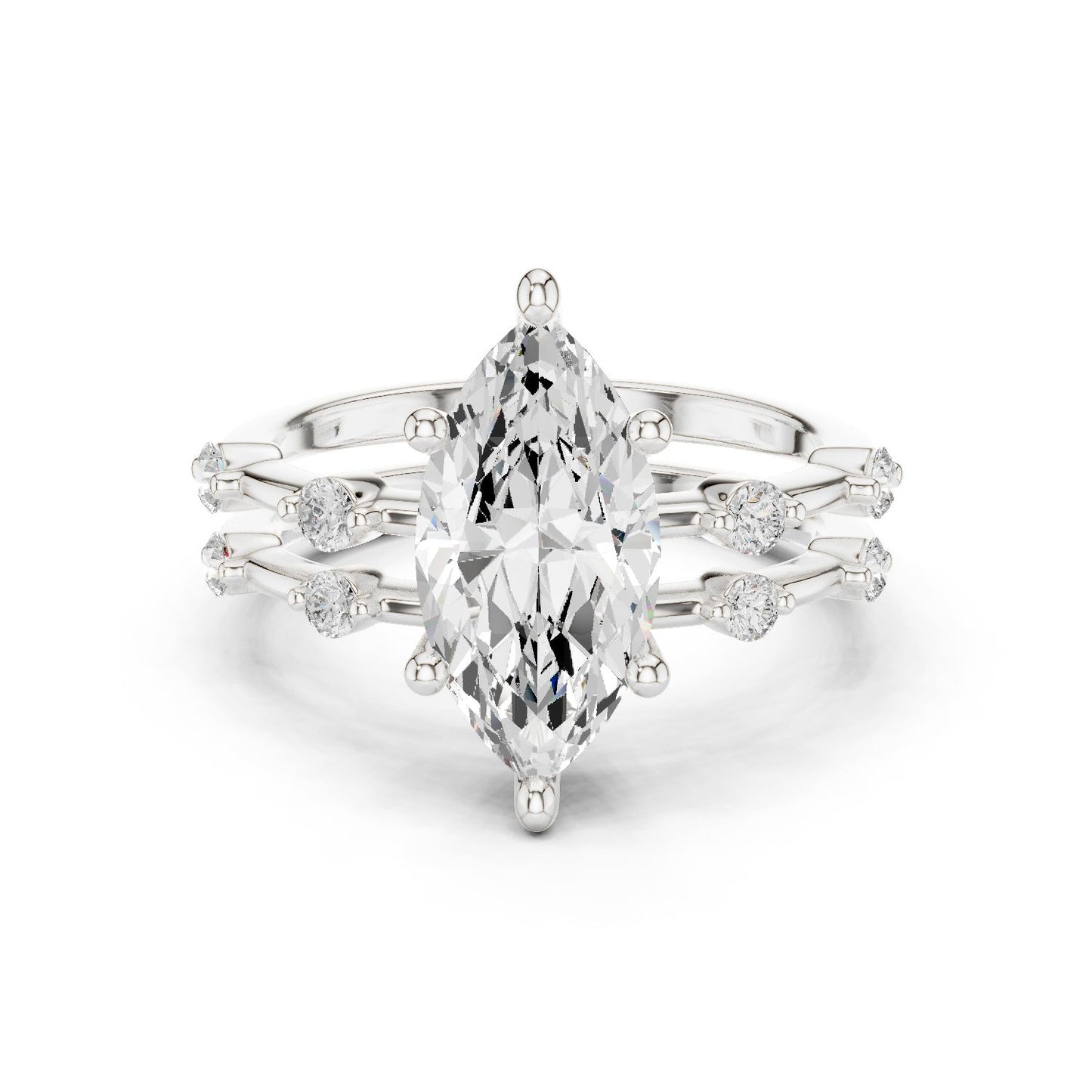 Marquise Lab Grown Diamond Side-Stone Engagement Ring