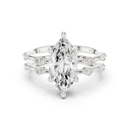 Marquise Lab Grown Diamond Side-Stone Engagement Ring