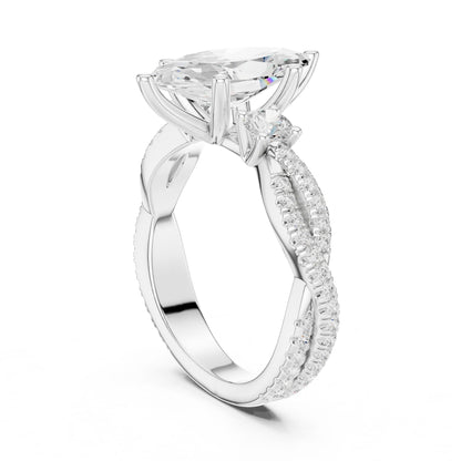 Marquise Lab Grown Diamond Side-Stone Engagement Ring