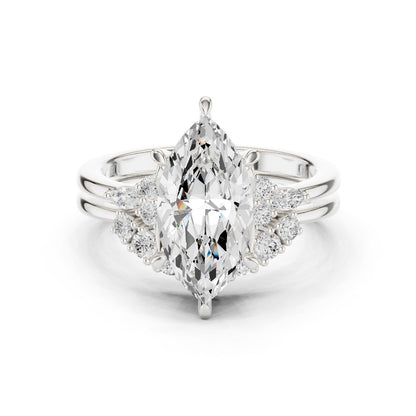 Marquise Lab Grown Diamond Side-Stone Engagement Ring