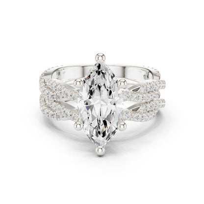 Marquise Lab Grown Diamond Side-Stone Engagement Ring