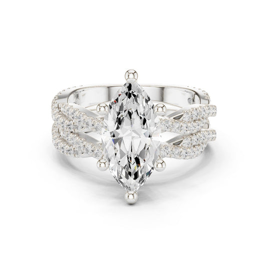 Marquise Lab Grown Diamond Side-Stone Engagement Ring