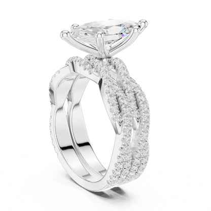 Marquise Lab Grown Diamond Side-Stone Engagement Ring
