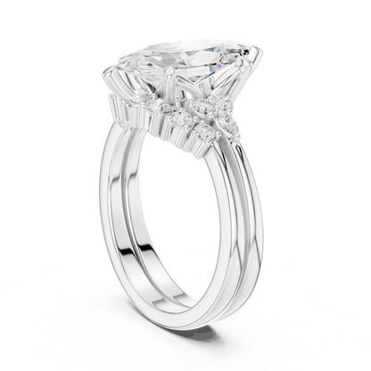 Marquise Lab Grown Diamond Side-Stone Engagement Ring