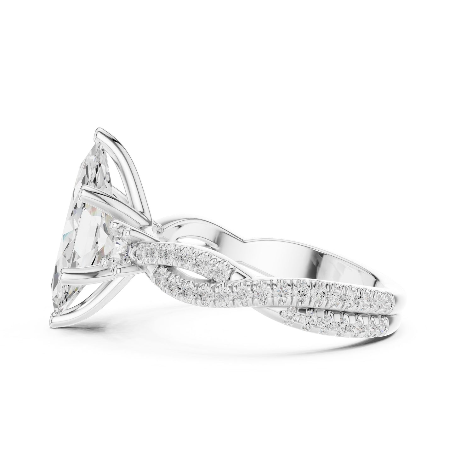 Marquise Lab Grown Diamond Side-Stone Engagement Ring