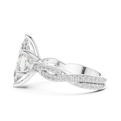 Marquise Lab Grown Diamond Side-Stone Engagement Ring