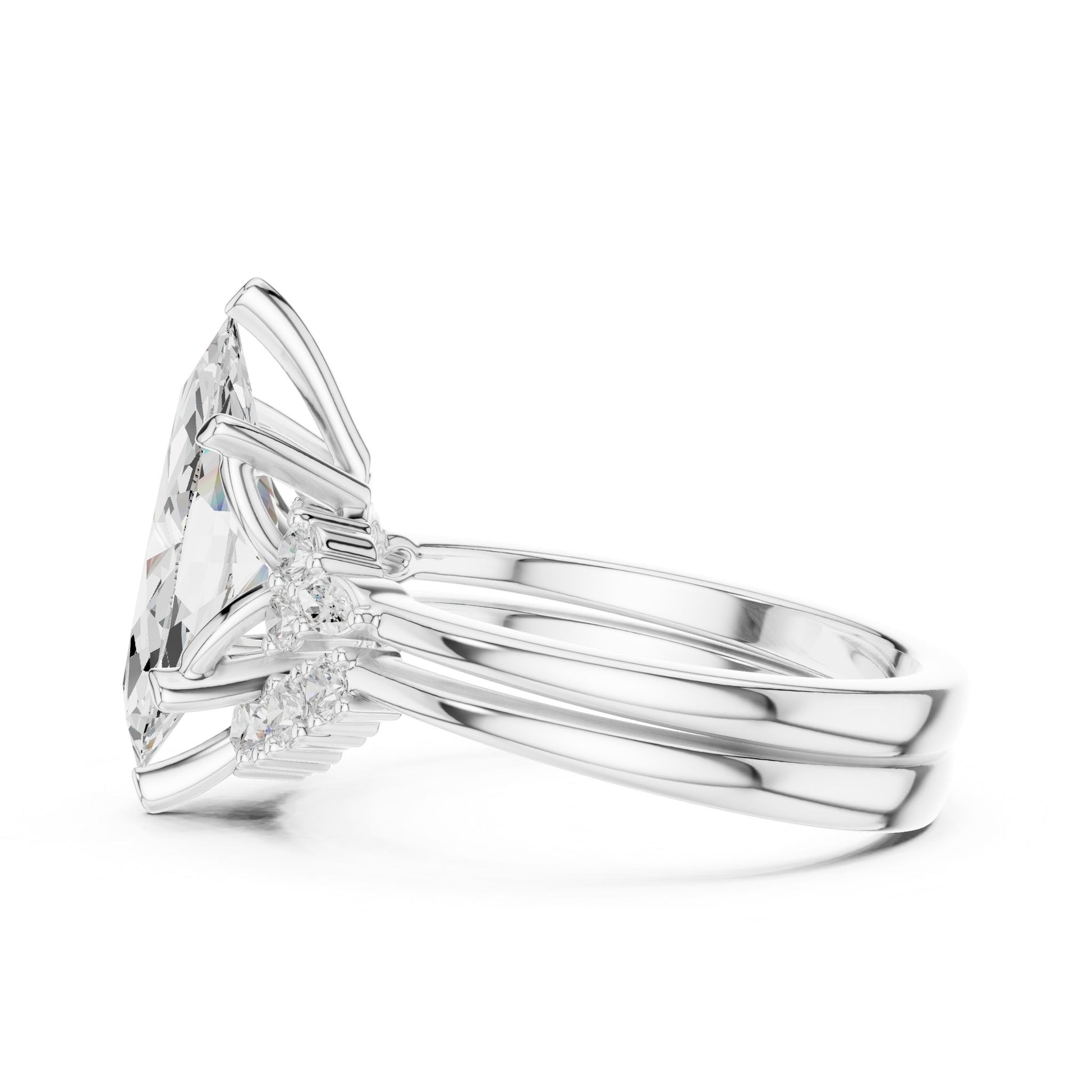 Marquise Lab Grown Diamond Side-Stone Engagement Ring