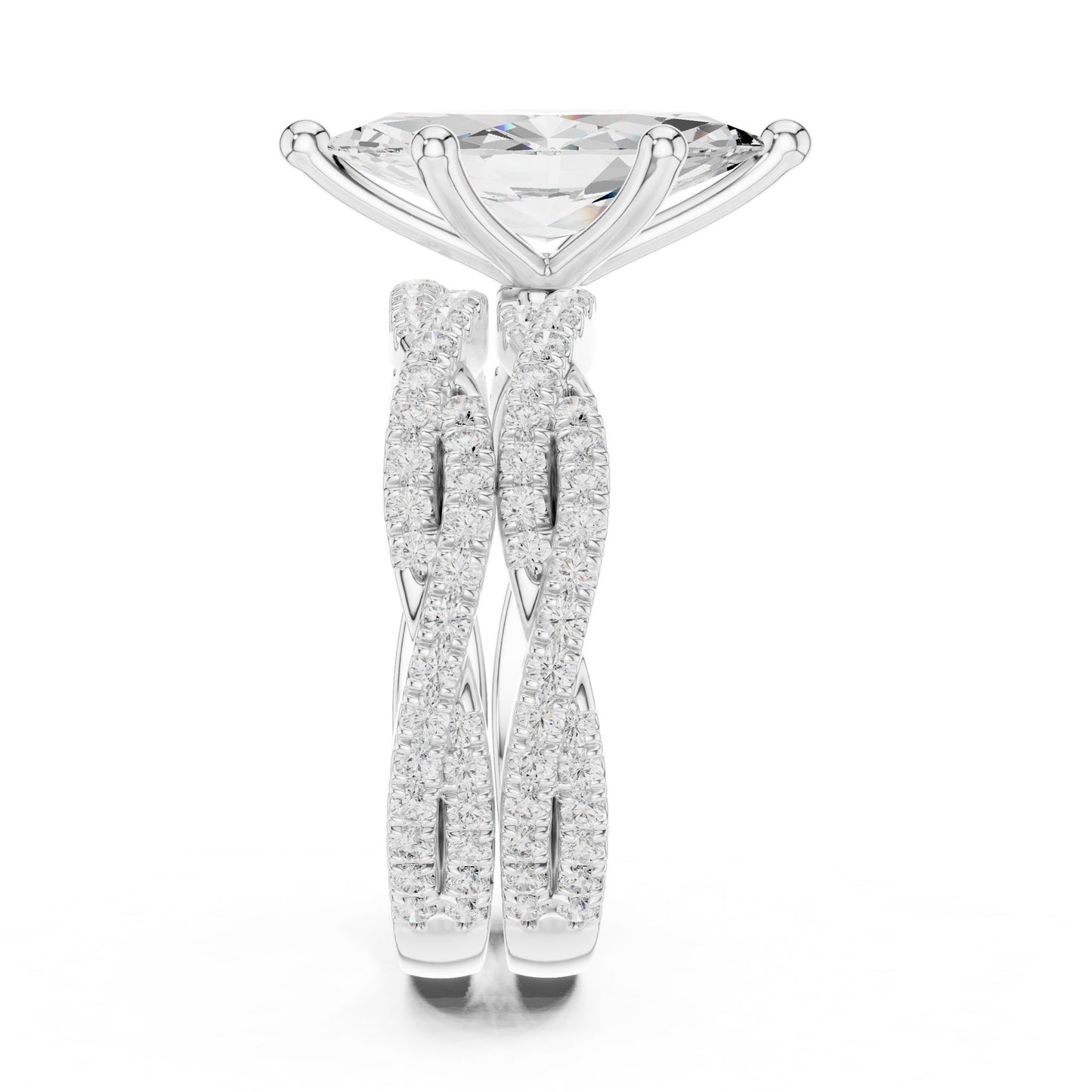 Marquise Lab Grown Diamond Side-Stone Engagement Ring