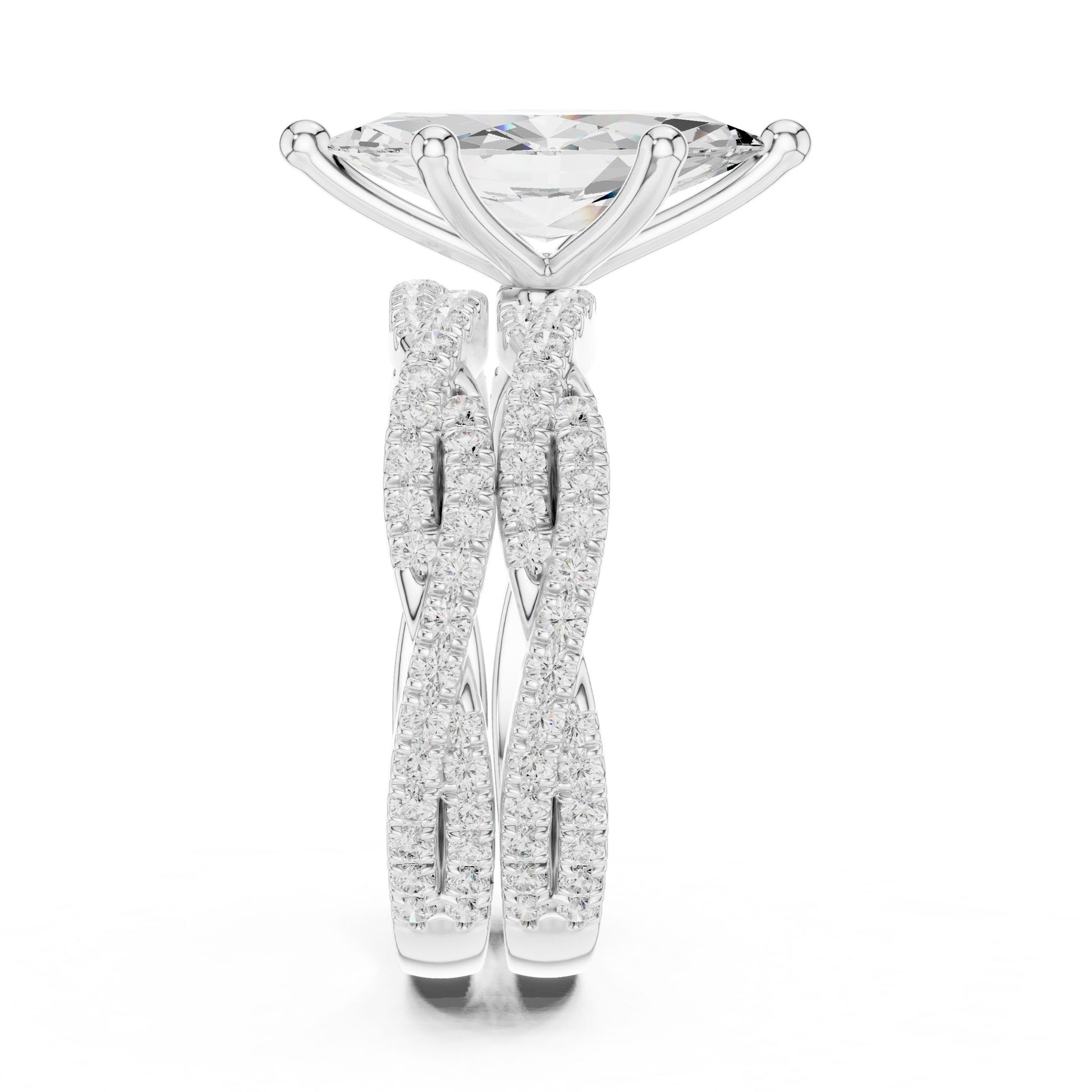 Marquise Lab Grown Diamond Side-Stone Engagement Ring