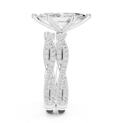 Marquise Lab Grown Diamond Side-Stone Engagement Ring