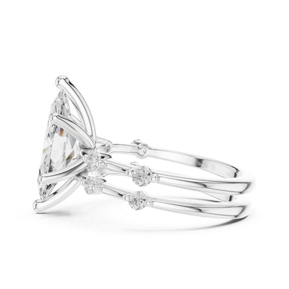 Marquise Lab Grown Diamond Side-Stone Engagement Ring