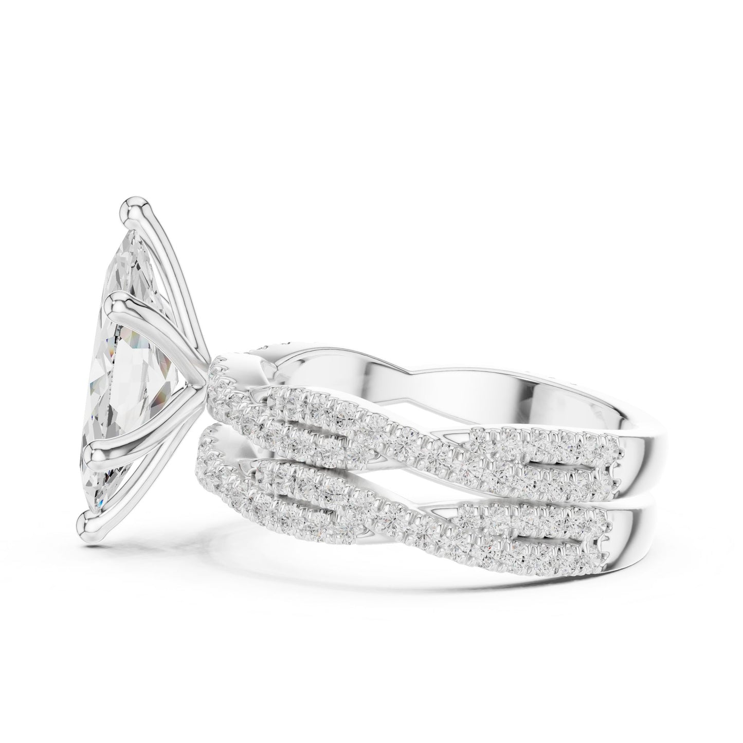 Marquise Lab Grown Diamond Side-Stone Engagement Ring