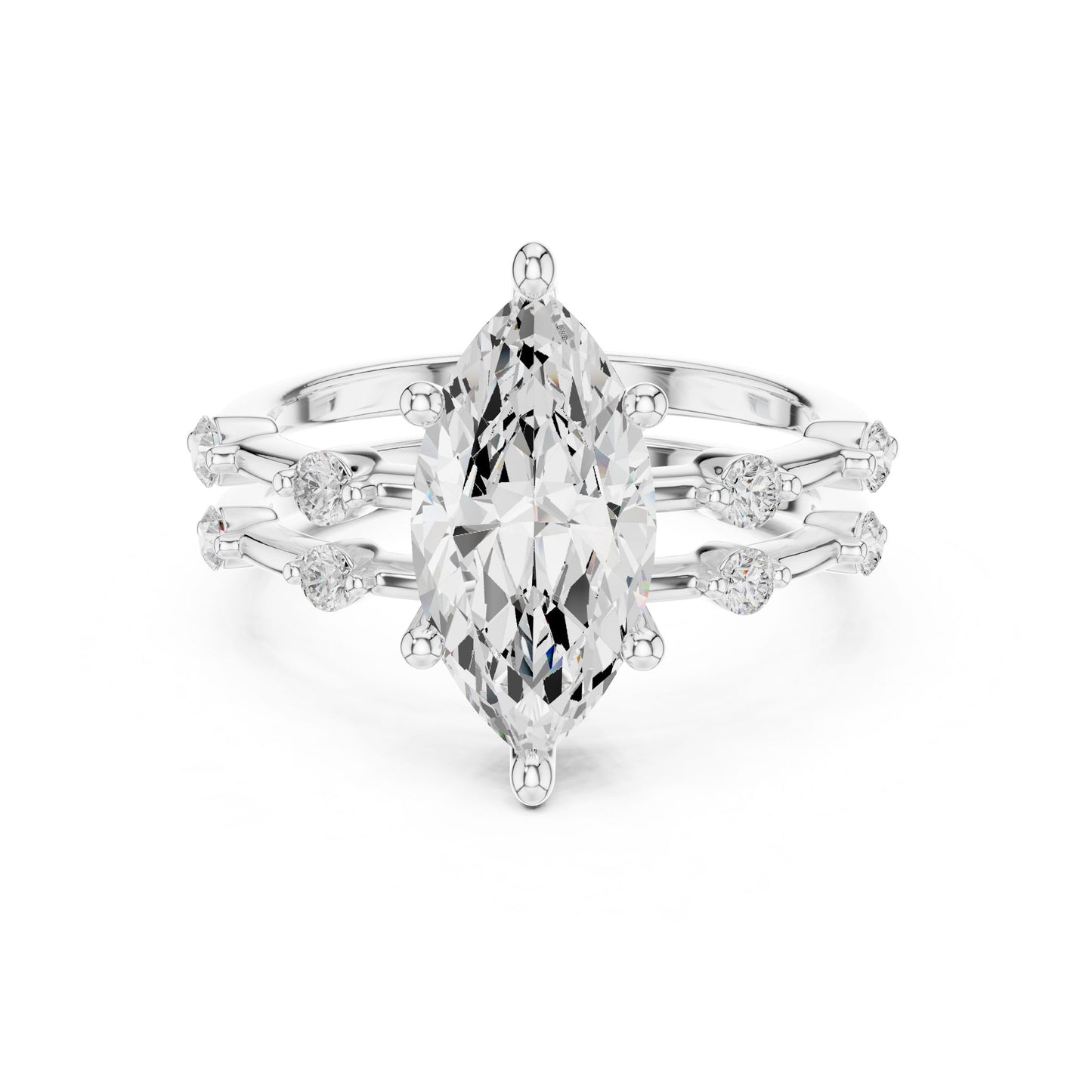 Marquise Lab Grown Diamond Side-Stone Engagement Ring