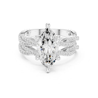 Marquise Lab Grown Diamond Side-Stone Engagement Ring