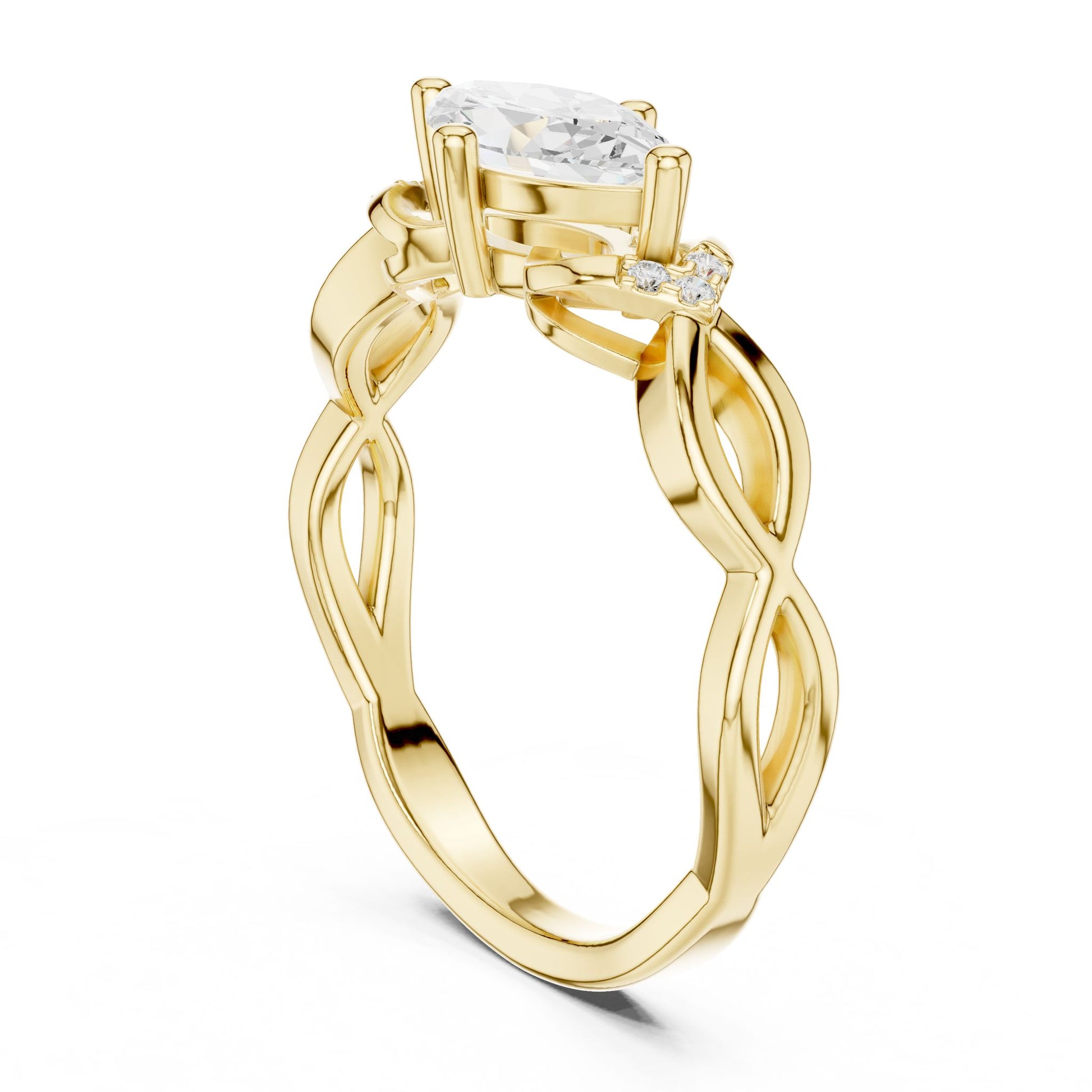 Marquise Lab Grown Diamond Side-Stone Engagement Ring