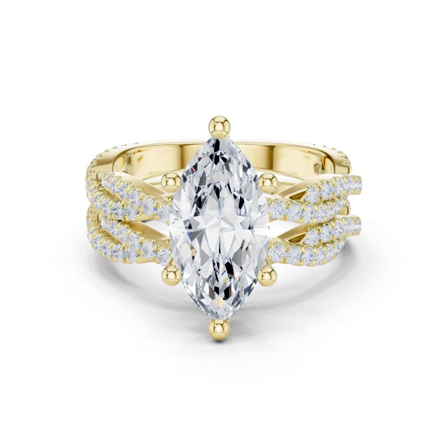 Marquise Lab Grown Diamond Side-Stone Engagement Ring