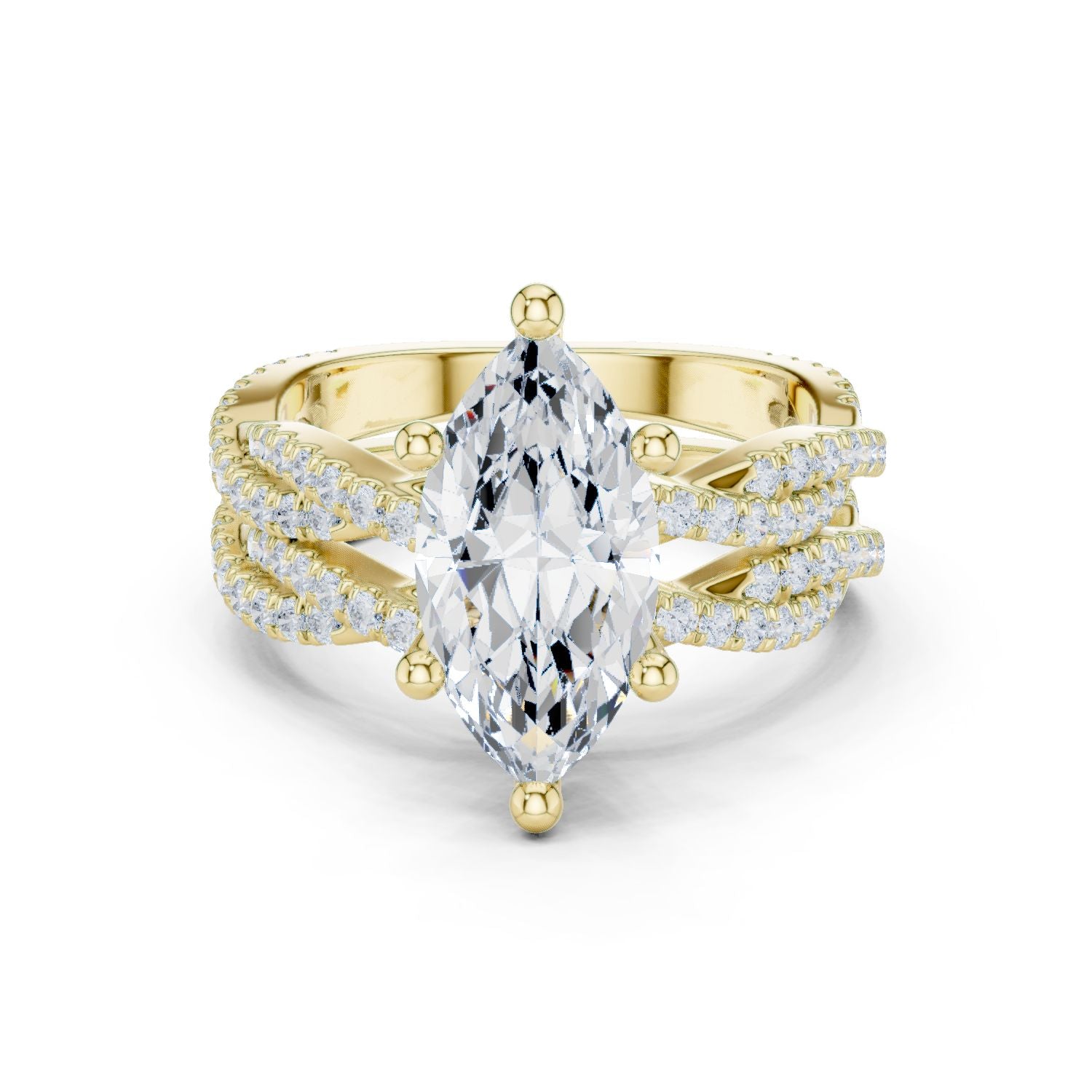 Marquise Lab Grown Diamond Side-Stone Engagement Ring