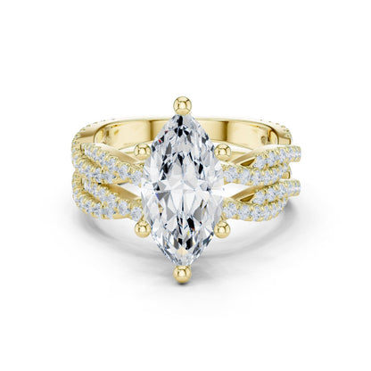 Marquise Lab Grown Diamond Side-Stone Engagement Ring