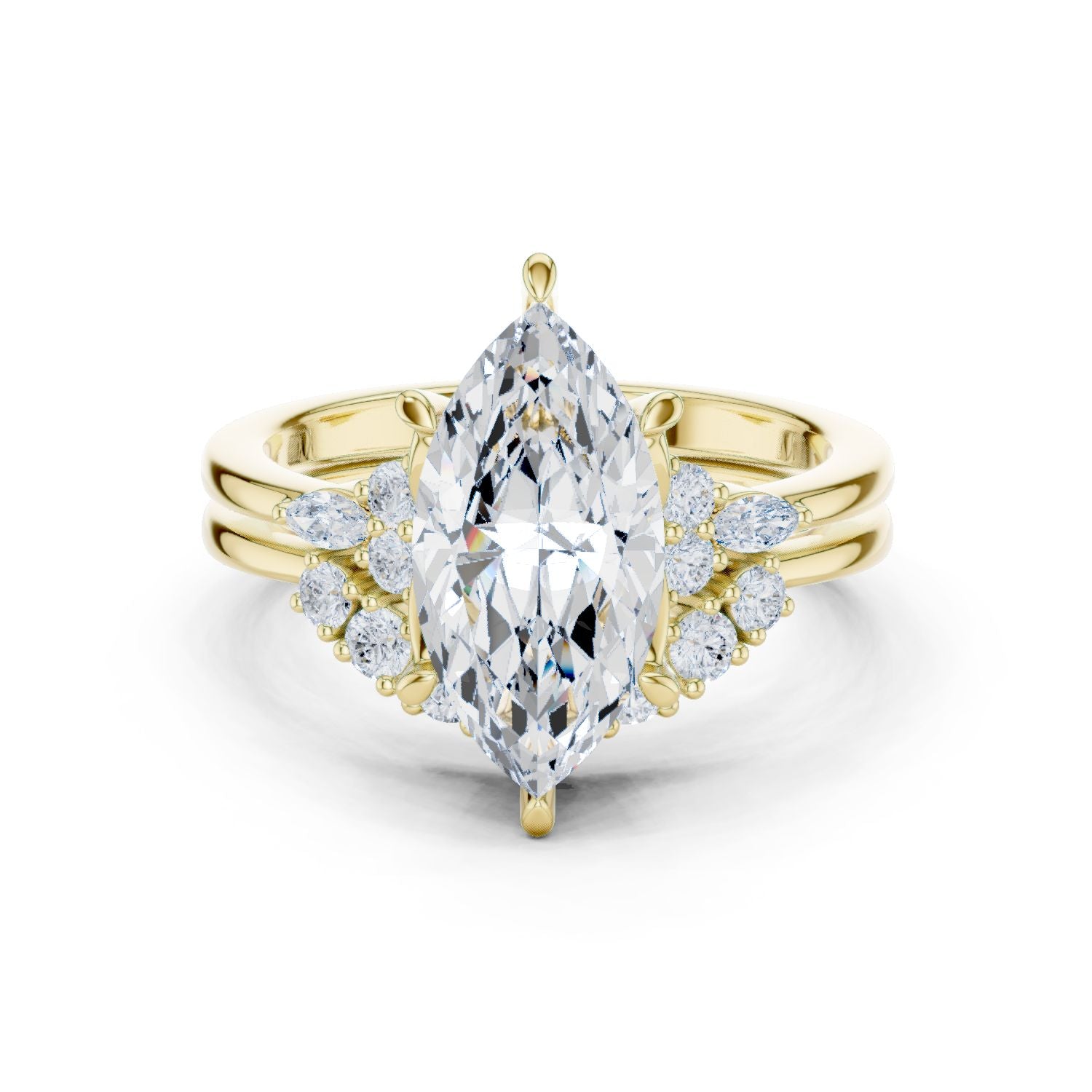 Marquise Lab Grown Diamond Side-Stone Engagement Ring