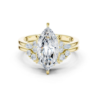Marquise Lab Grown Diamond Side-Stone Engagement Ring