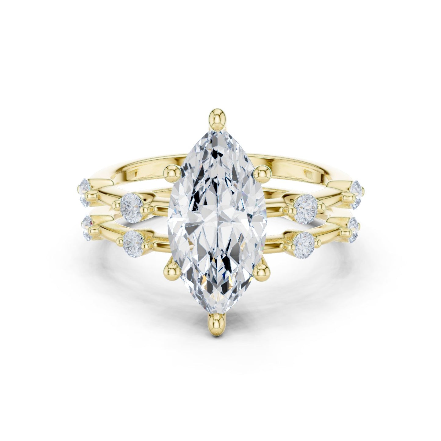 Marquise Lab Grown Diamond Side-Stone Engagement Ring
