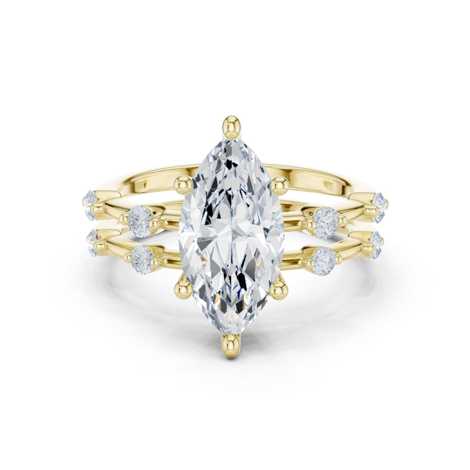 Marquise Lab Grown Diamond Side-Stone Engagement Ring