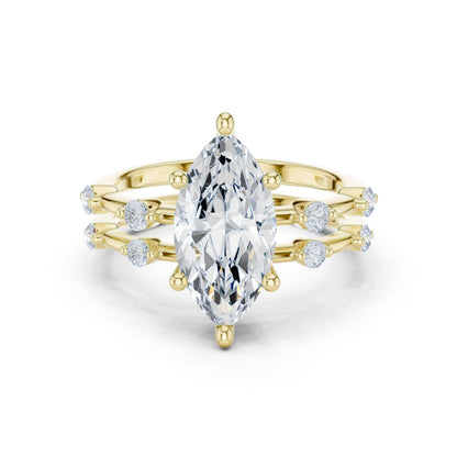 Marquise Lab Grown Diamond Side-Stone Engagement Ring