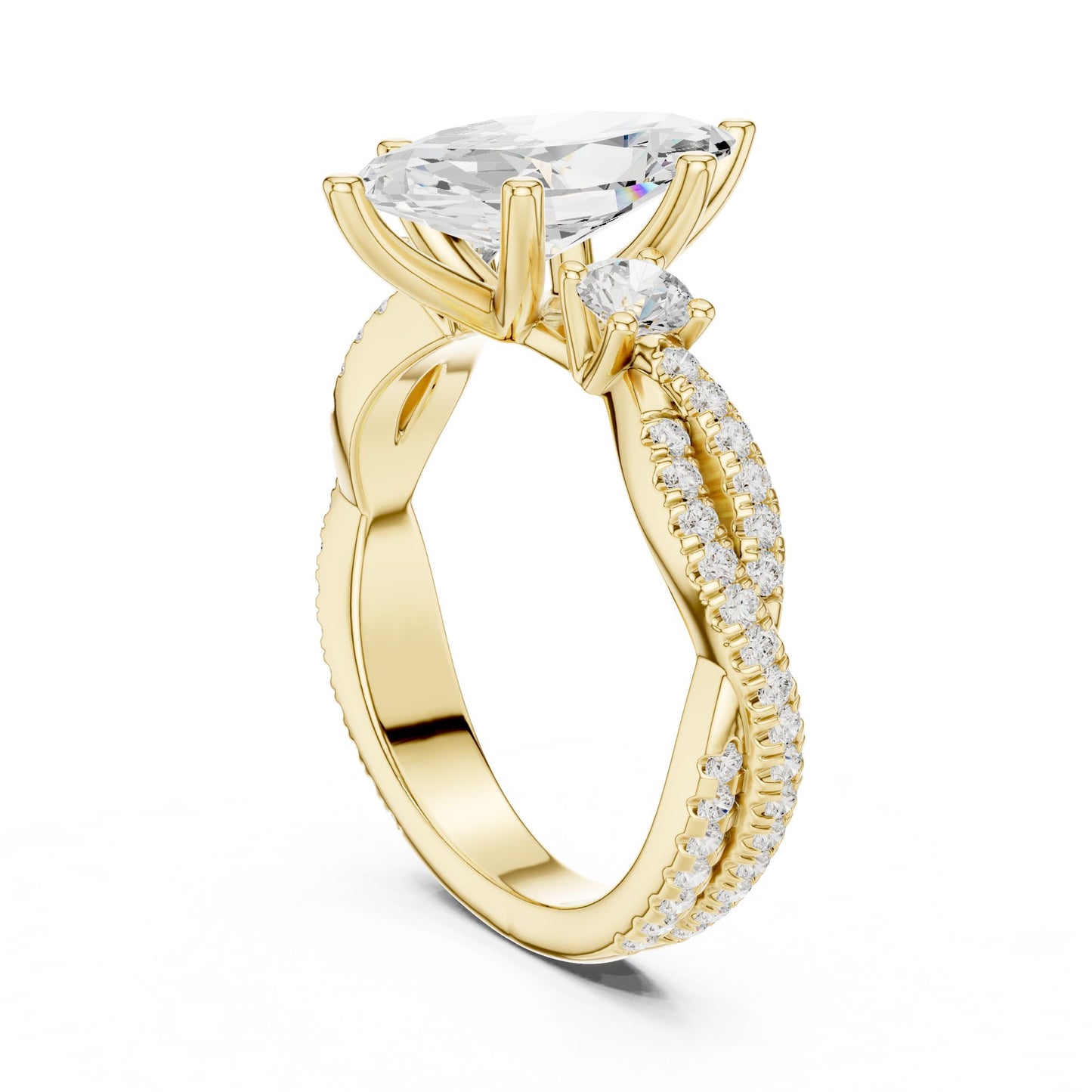 Marquise Lab Grown Diamond Side-Stone Engagement Ring