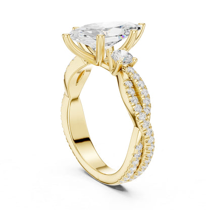 Marquise Lab Grown Diamond Side-Stone Engagement Ring