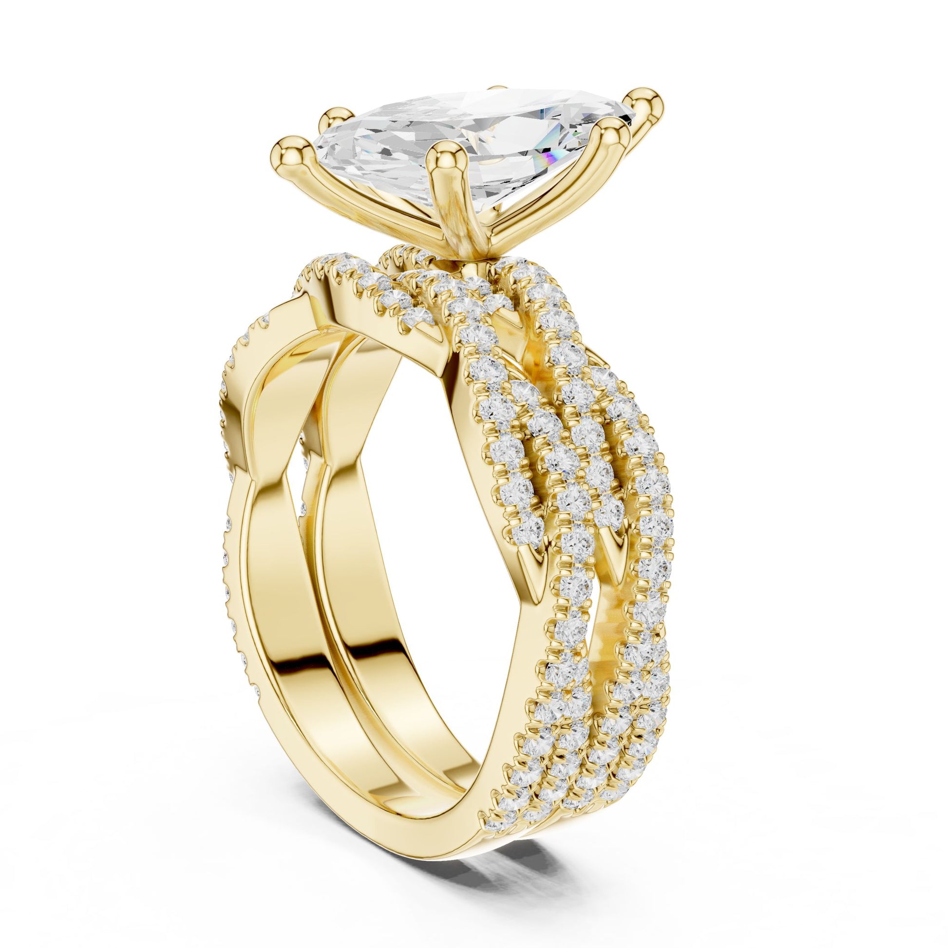 Marquise Lab Grown Diamond Side-Stone Engagement Ring