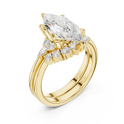Marquise Lab Grown Diamond Side-Stone Engagement Ring