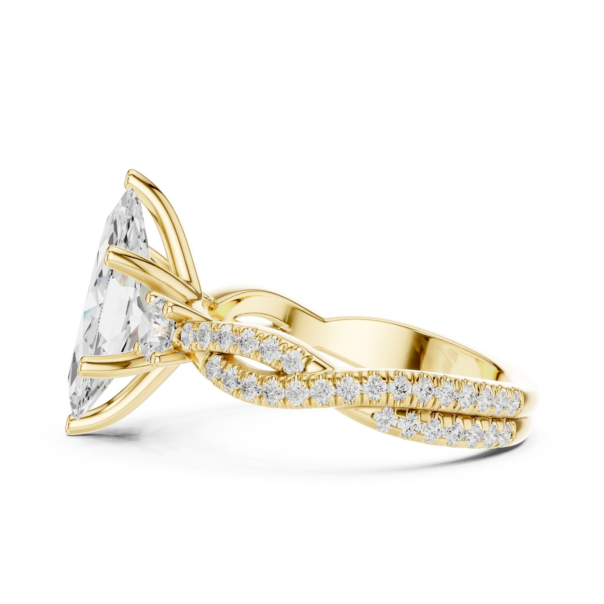 Marquise Lab Grown Diamond Side-Stone Engagement Ring