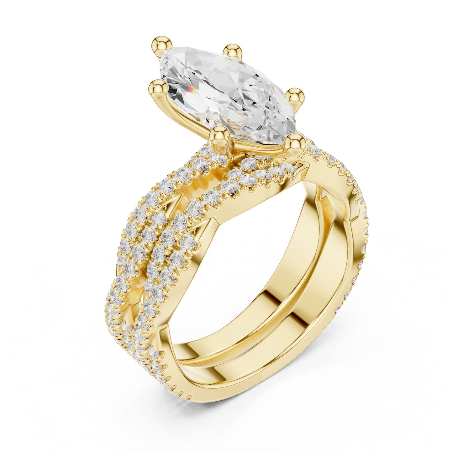 Marquise Lab Grown Diamond Side-Stone Engagement Ring