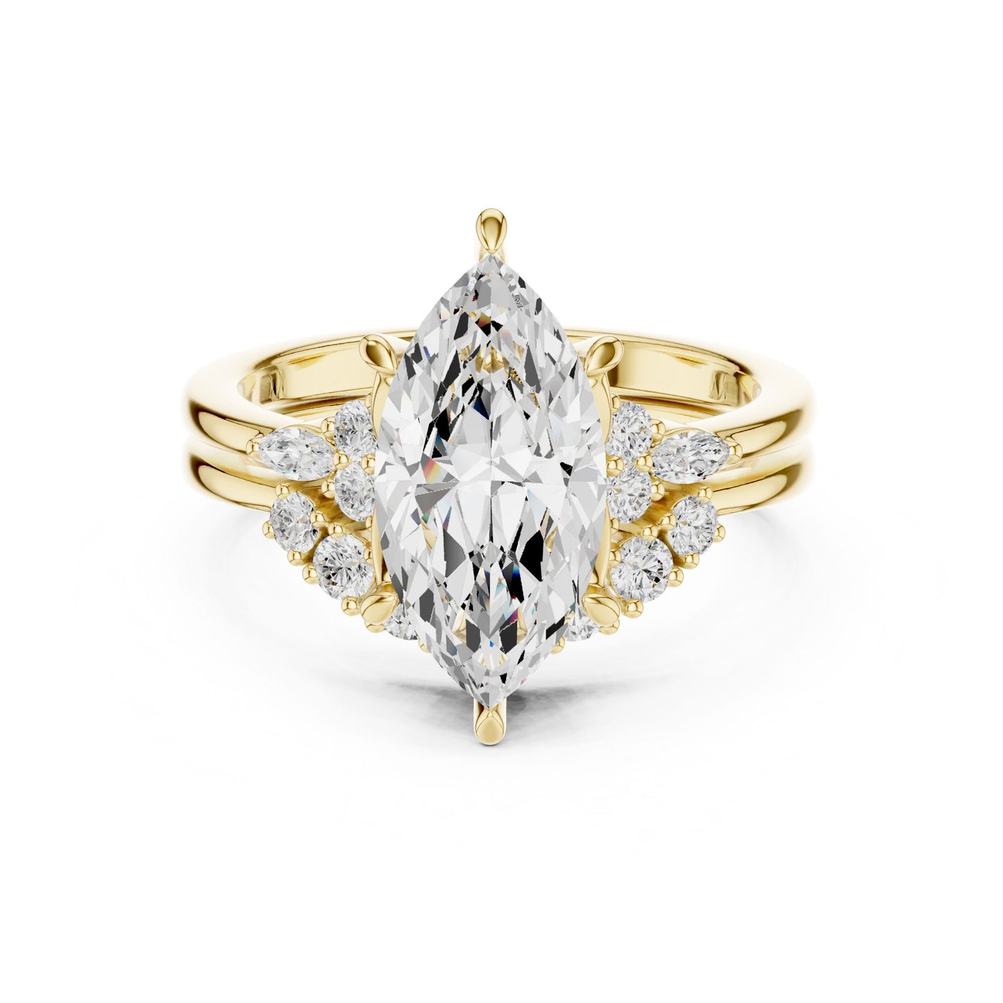 Marquise Lab Grown Diamond Side-Stone Engagement Ring