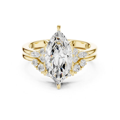 Marquise Lab Grown Diamond Side-Stone Engagement Ring
