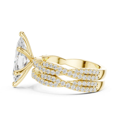 Marquise Lab Grown Diamond Side-Stone Engagement Ring