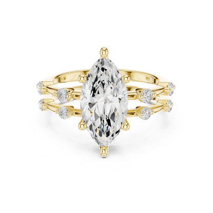 Marquise Lab Grown Diamond Side-Stone Engagement Ring
