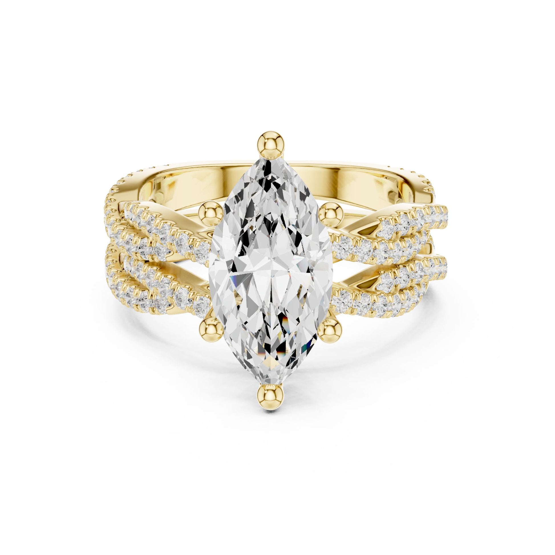 Marquise Lab Grown Diamond Side-Stone Engagement Ring