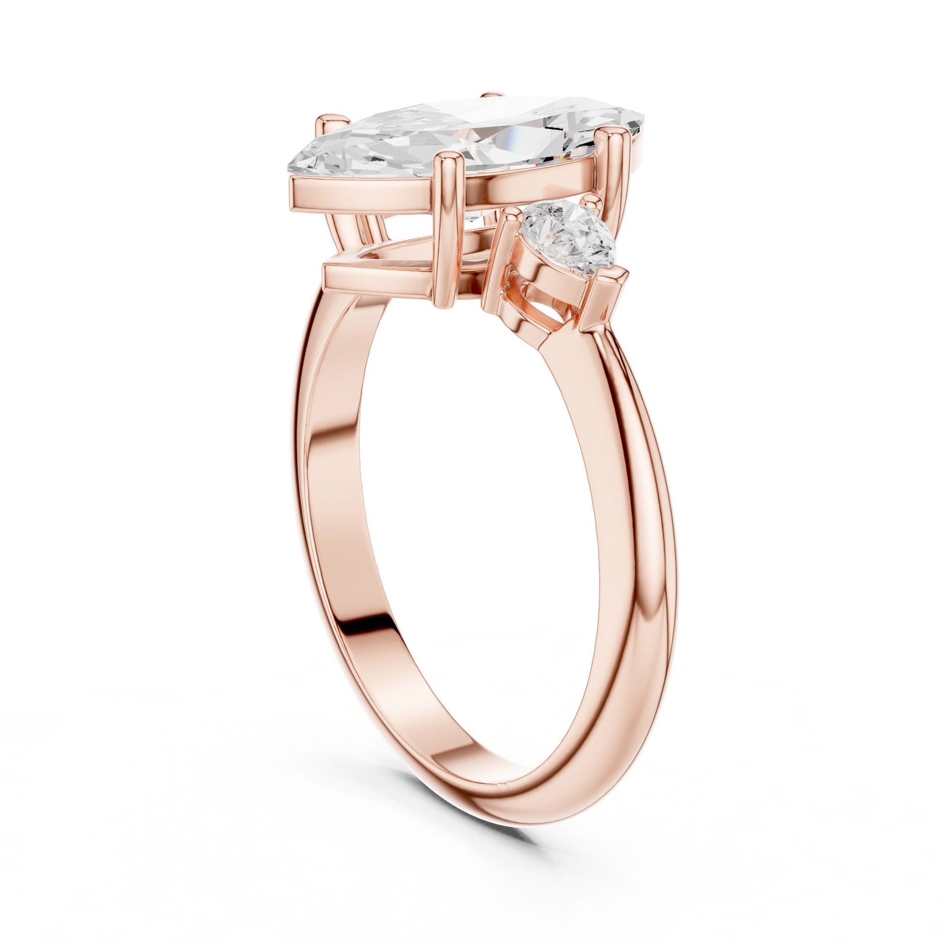 Marquise Lab Grown Diamond Three-Stone Engagement Ring