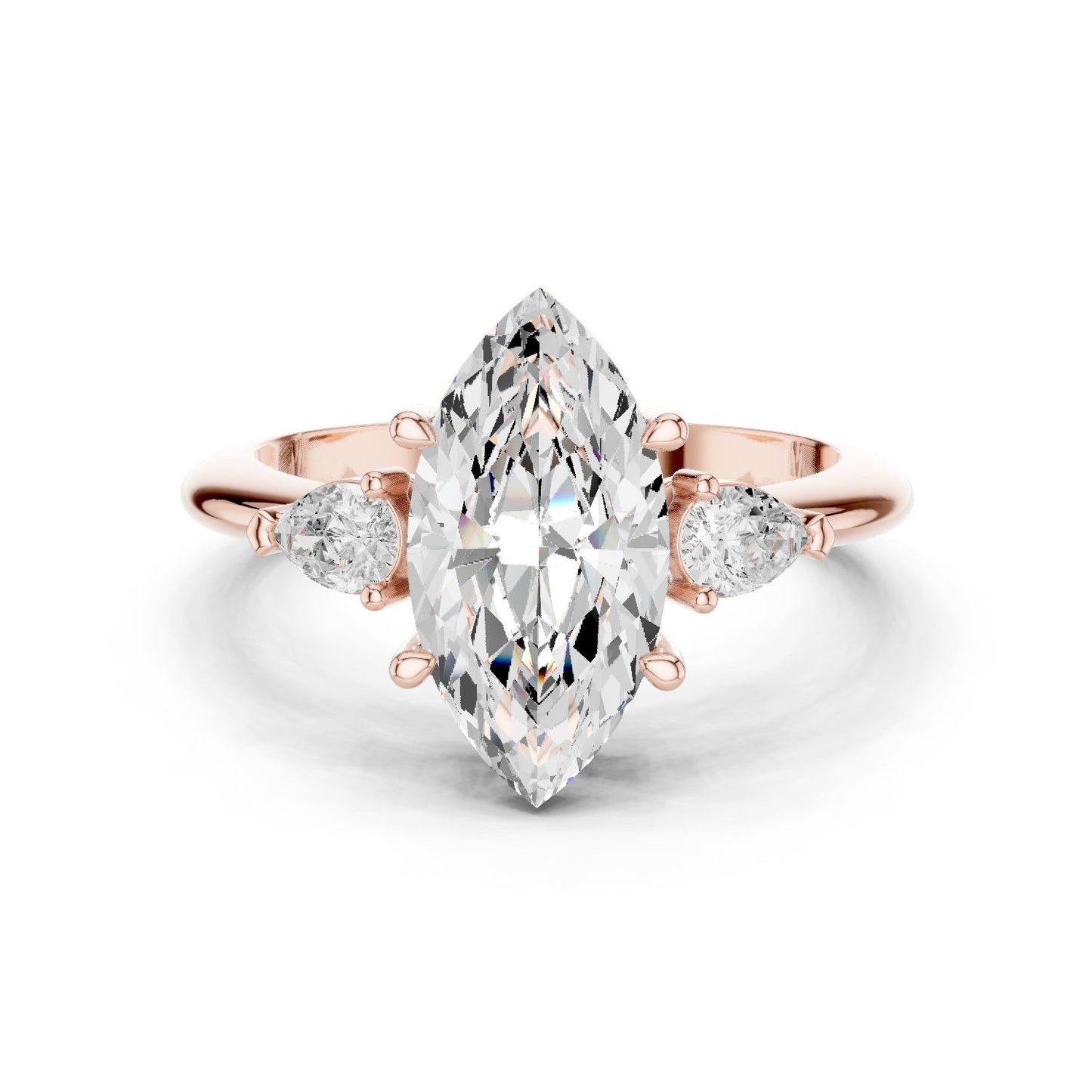 Marquise Lab Grown Diamond Three-Stone Engagement Ring
