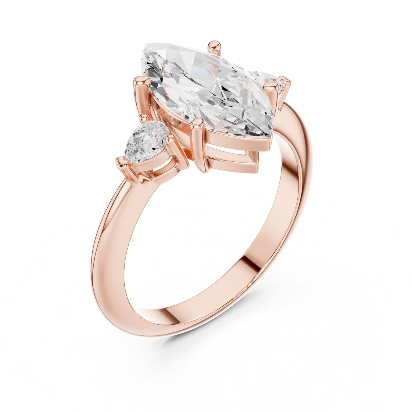 Marquise Lab Grown Diamond Three-Stone Engagement Ring