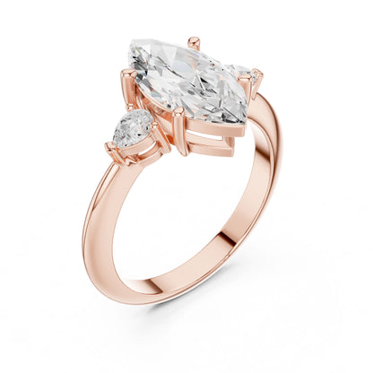 Marquise Lab Grown Diamond Three-Stone Engagement Ring