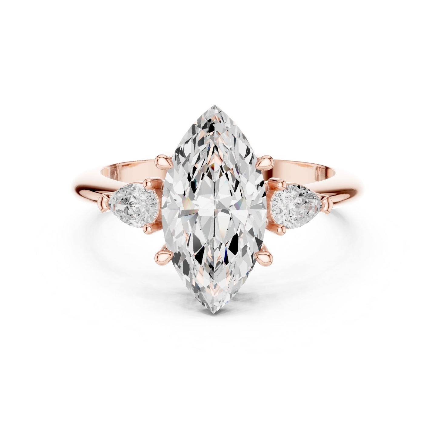 Marquise Lab Grown Diamond Three-Stone Engagement Ring