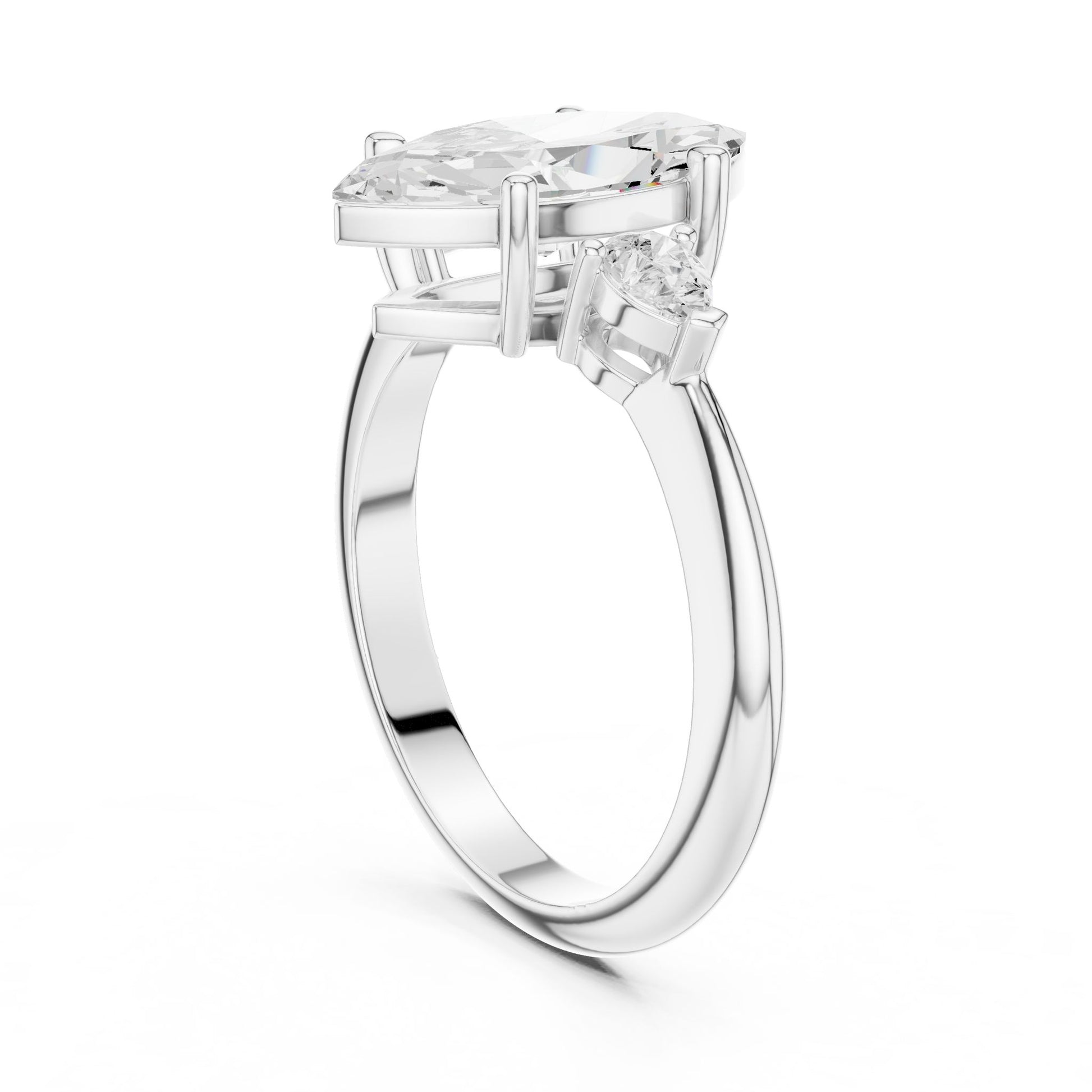 Marquise Lab Grown Diamond Three-Stone Engagement Ring